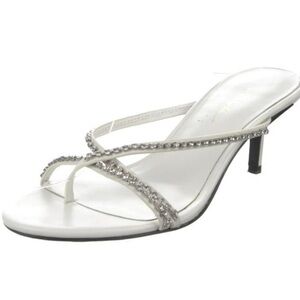 3. Philip Lim rhinestone embellished white leather strappy leather sandal